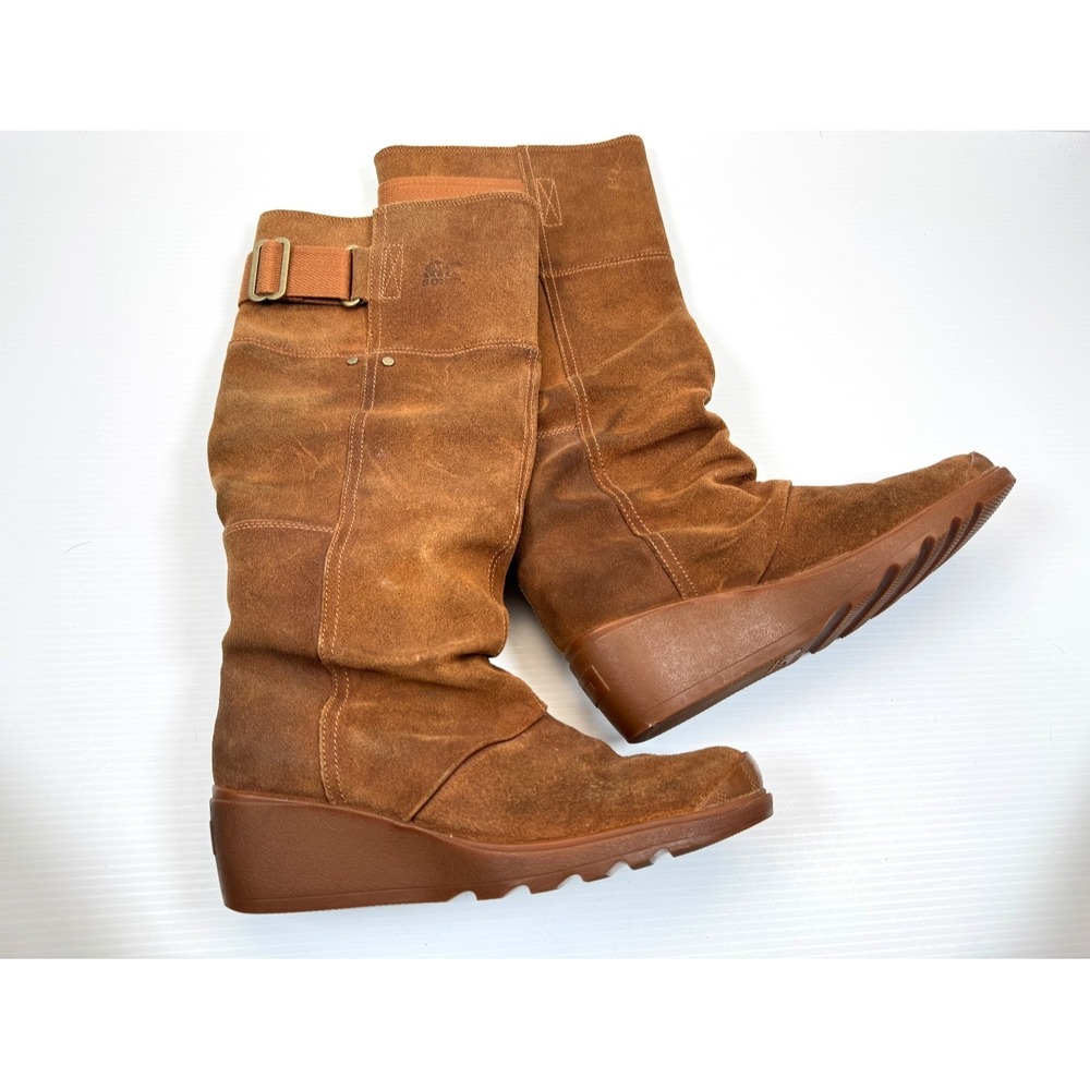 SOREL Toronto Tall Boots Women 9 Waterproof Wedge‎ Brown Suede Leather Pull on